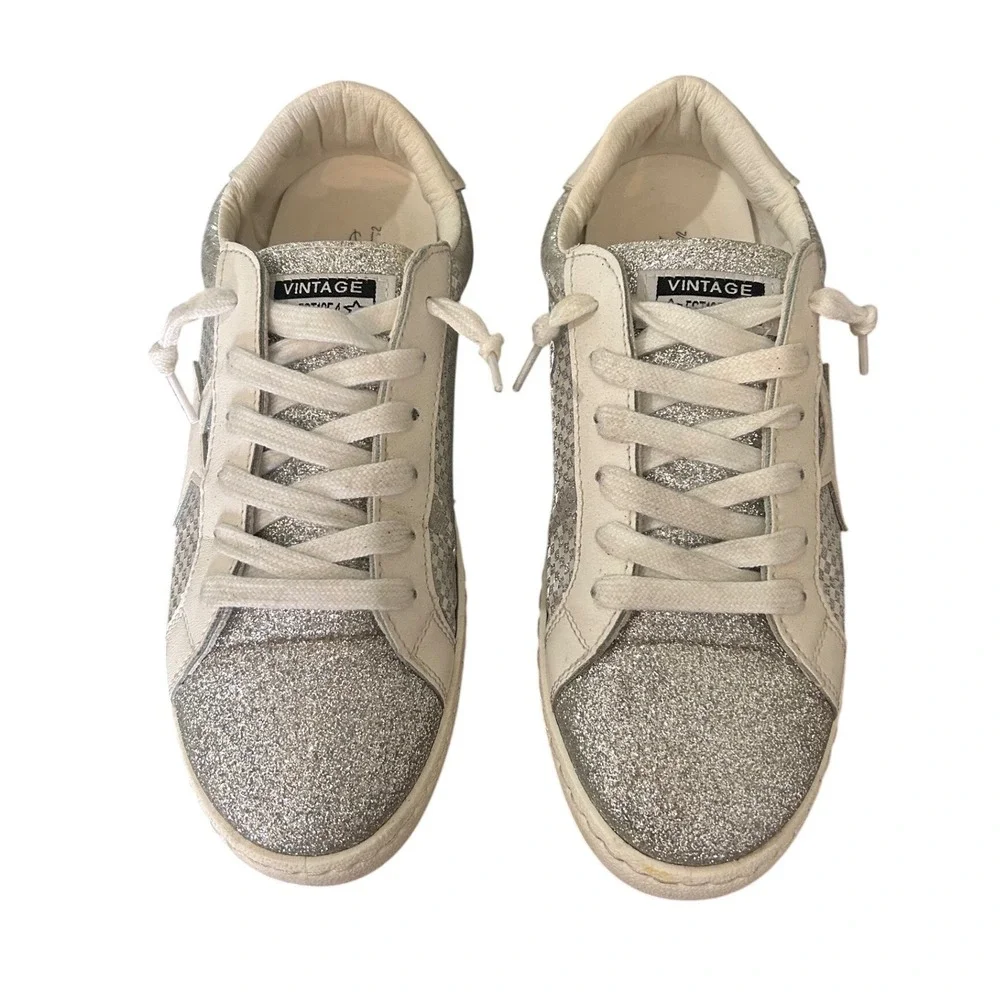 Vintage Havana Silver Glitter Sneakers Womens Size 8 Star Low Top Shoes‎